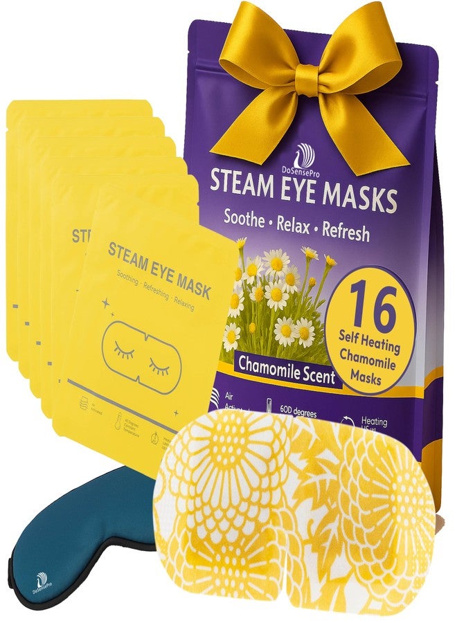 DoSensePro Steam Eye Mask - 16 Pack Chamomile Self-Heating Warm Compress for Dry Eyes, Puffy Eyes Relief, Cornea Care, and Relaxation – Soothing & Comfortable Heated Eye Pads - Image 1